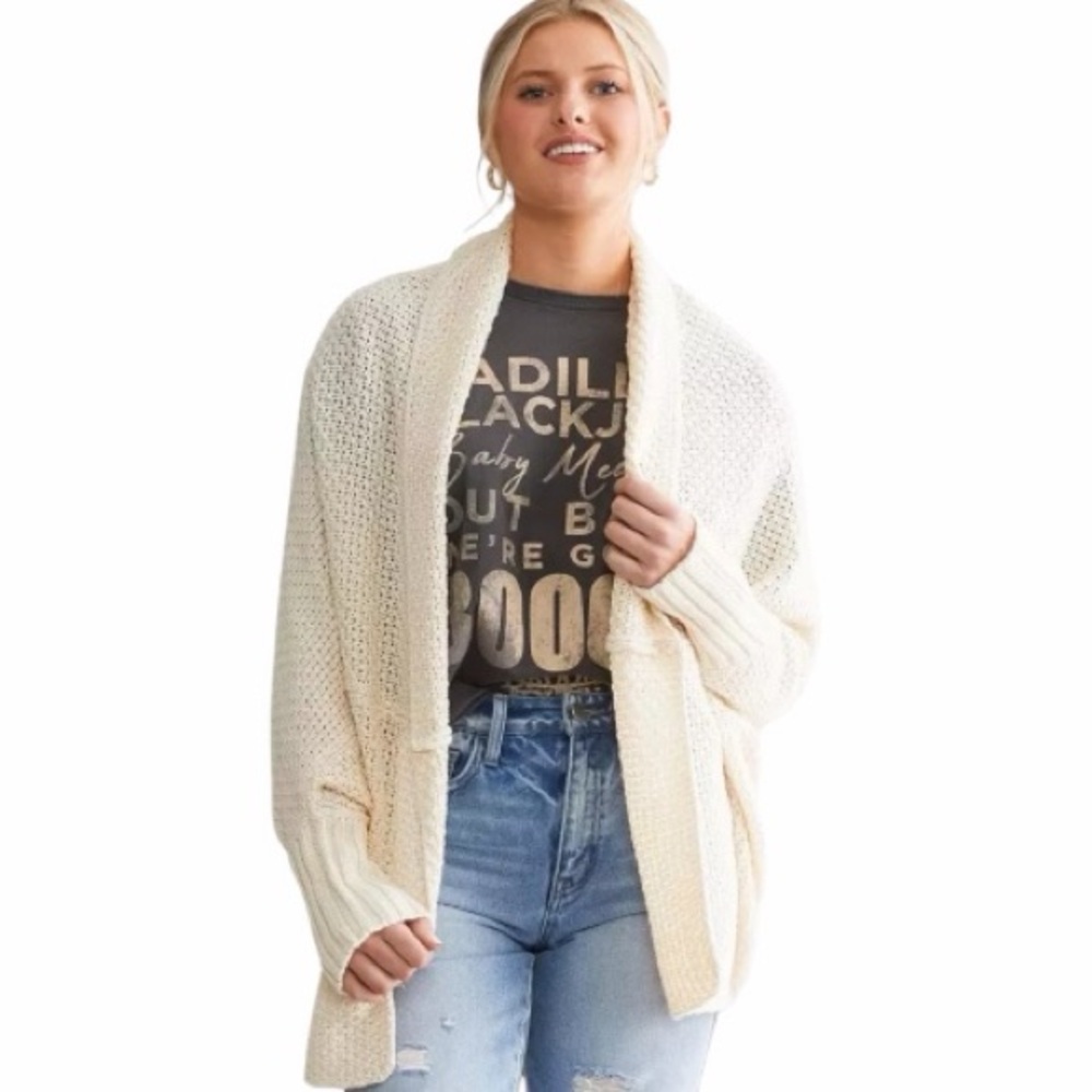 Buckle Daytrip Slouchy Cocoon Cardigan Sweater in Cream Size Small